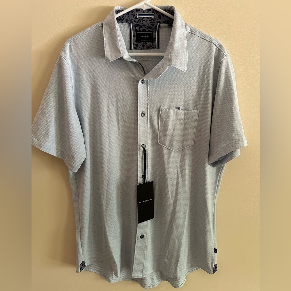 7 Diamonds Light Blue Short Sleeve Polo Shirt
